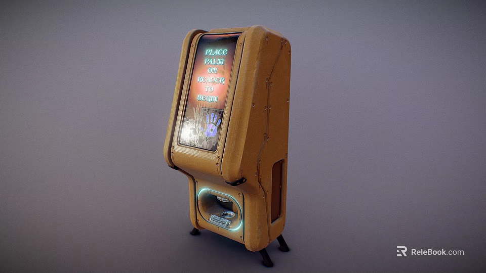 Vintage Style Commercial Vending Machine With Display Screen And Coin Slot 3d model 