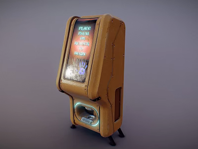 Vintage Style Commercial Vending Machine With Display Screen And Coin Slot 3d model
