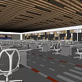 School Spacious Learning Area With Rows Of Desks Chairs Bookshelves And Windows