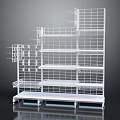 Sturdy White Multi tiered Grid Design Display Shelving Units For Retail Stores 3d model