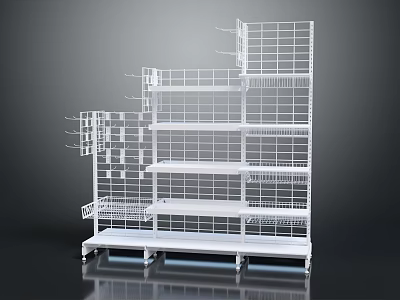 Sturdy White Multi tiered Grid Design Display Shelving Units For Retail Stores 3d model