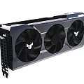 Black Computer Graphics Card With Three Cooling Fans And Heatsink Design 3d model
