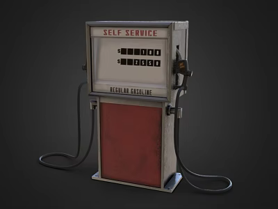 Retro Self Service Gasoline Pump With Regular Fuel Display And Nozzles 3d model