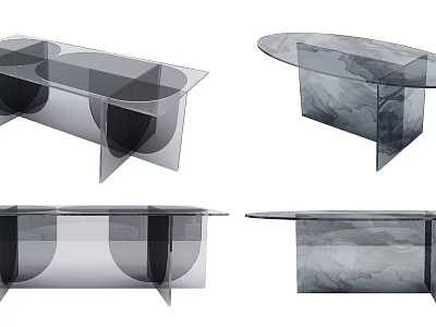 Inflatable Transparent Modern Table Designs With Oval And Rectangular Shapes 3d model