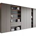 Modern Bookcase Design With Open Shelves Cabinet Doors Books Decorative Lamp And Storage Boxes