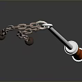 Traditional Flail Weapon With Silver Pole Orange Handle And Chain Balls