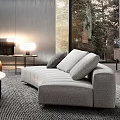 Modern Living Room Interior Design With Concrete Ceiling Large Windows Fireplace And Cozy Seating