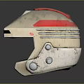 Futuristic Mechanical Helmet with Red Top Colorful Indicator Lights and Metallic Accents