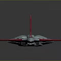 3D Model of Streamlined Fighter Jet With Gray Body Red Wings and Tail