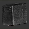 Vintage Black Leather Box With Textured Surface And Metal Hardware Details