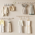 Cream Style Clothes Hook Wall Hanging Coat Rack Clothes Hanger dress Women's Clothing 3d model