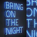 Blue Neon Wall Light with Bring On The Night Text Design for Modern Interior Decor