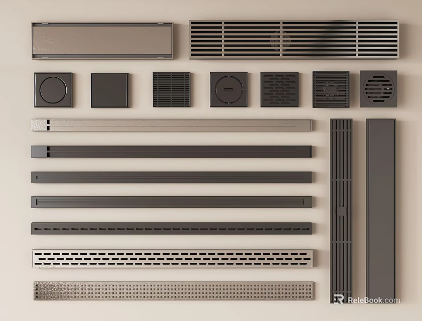 Bathroom Accessories Metal Drain Covers And Grilles With Various Shapes And Functional Designs 3d model 