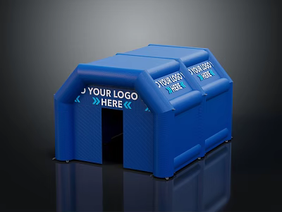 Blue Inflatable Tent With Logo Space And Info Desk Signage 3d model
