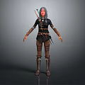 Gray Haired Fantasy Mythical Character Wearing Black Leather Armor With Axe