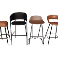 Modern Leather Bar Stools With Black And Brown Seats And Metal Legs
