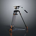 Household Tripod Stand With Black Orange Design Adjustable Legs And Handle Top Platform Stable Support
