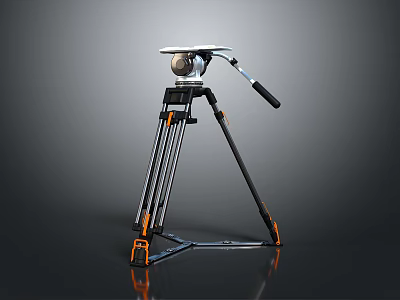 Household Tripod Stand With Black Orange Design Adjustable Legs And Handle Top Platform Stable Support 3d model