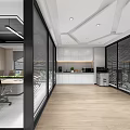 Modern Office Interior Design With Sofa Black Chairs World Map Wall And Glass Partitions
