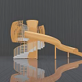Modern Playground Equipment With Curved Slide And Spiral Staircase Structure