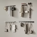 Wall Mounted Hooks with Hat Handbags Jackets Clothes and Umbrella Storage