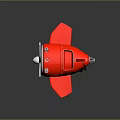 Red Underwater Submersible With Propeller Fins Metal Components And Cables Design