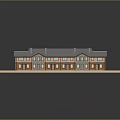 Terraced Building With Gray Roof Stone Brick Walls And Multiple Entrance Steps
