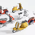 Vintage Colorful Scooters With Classic Retro Designs And Multiple Stylish Models