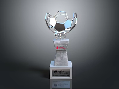 Soccer Ball Shaped Trophy With Metallic Body And Marble Base Engraved 3d model