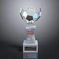 Soccer Ball Shaped Trophy With Metallic Body And Marble Base Engraved