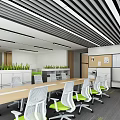 Modern Conference Room Interior With Wooden Table Black Chairs Large Screen And Glass Partitions