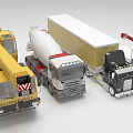 Diverse Utility Vehicles Collection With Crane Truck Concrete Mixer And Box Van