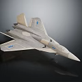 Light Gray Fighter Jet Scale Model With Blue Logos And Aerodynamic Streamlined Design