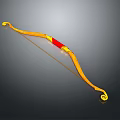 Traditional Yellow And Red Curved Bow As Decorative Archery Weapon Design