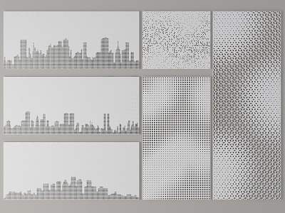 Modern city silhouette perforated plate metal facade landscape wall perforated plate hollow gradient metal perforated plate aluminum plate perforated plate 3d model