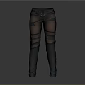 Street Style Ripped Pants With Torn Details And Straps In Dark Fabric Design