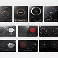 Various Modern Induction Cooktops As Essential Kitchen Appliances With Different Control Designs 3d model