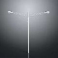 White Street Light Pole With Double Arms And Symmetric Metal Structure
