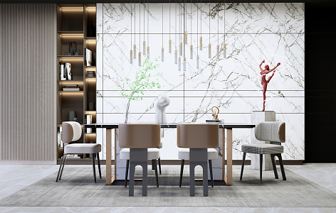 Modern Dining Table and Chair Combination Dining Table and Chair Dining Chair 3d model