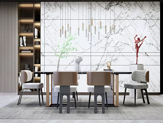 Modern Dining Table and Chair Combination Dining Table and Chair Dining Chair 3d model