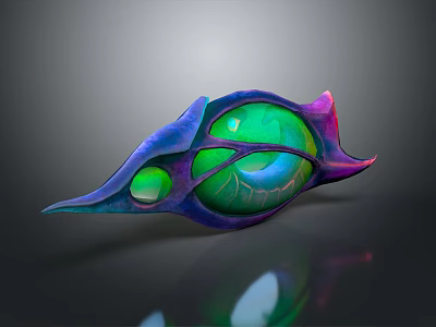 Vibrant Fantasy Character Creature Featuring Glowing Green Purple Biological Structure 3d model