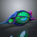 Vibrant Fantasy Character Creature Featuring Glowing Green Purple Biological Structure