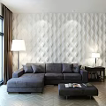 White 3D Textured Wall With Wavy Pattern And Modern Decorative Design