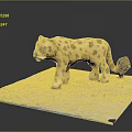 Handcrafted Cheetah Animal Model Display On Gray Platform With Spotted Pattern