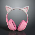 Cute Pink Over Ear Computer Headphones With Cat Ear Design For Kids