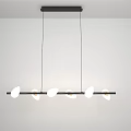 Black Linear Pendant Light Featuring Five White Shades Suspended From White Ceiling White Wall Background 3d model