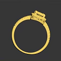 Golden Ring With Square Gemstone And Diamond Accents On Decorative Band