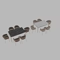 Modern Dining Table and Chair Set with Marble Top Beige Seats and Metal Legs