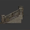 Classical Architectural Terrace Structure With Ornamental Stone Railings And Wooden Steps