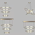 Modern Chandeliers Featuring Layered Circular Rings And Metal Frames For Interior Decor 3d model